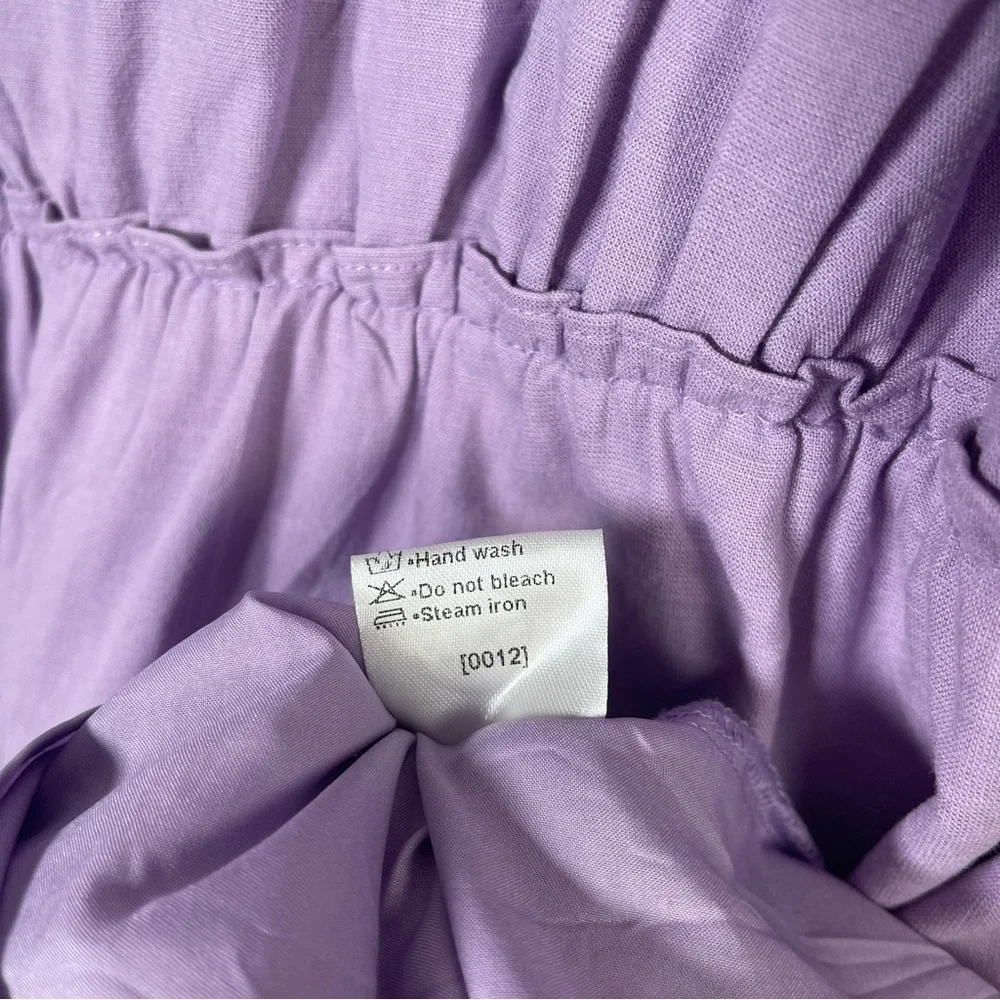 NEW Zesica XL Lilac Lavender Tiered Ruffle Cottagecore V Neck Tie Strap Dress - Picture 7 of 8